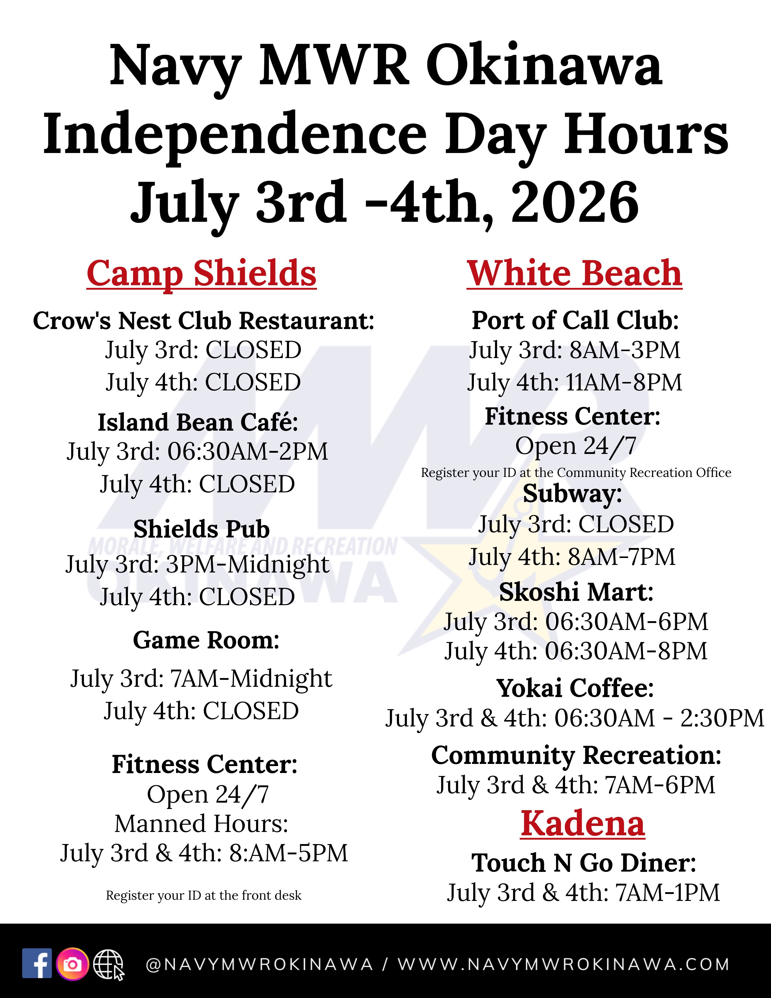 HOLIDAY HOURS