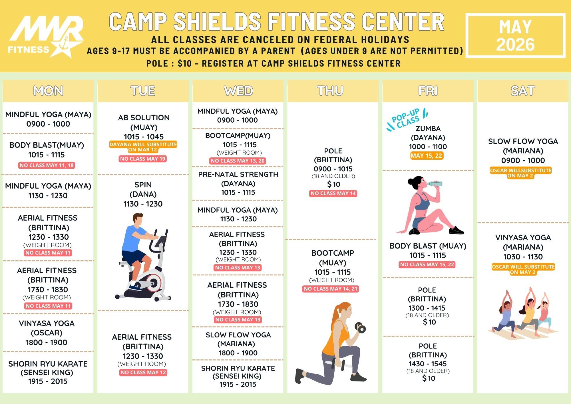 MAY GROUP FITNESS CLASSES